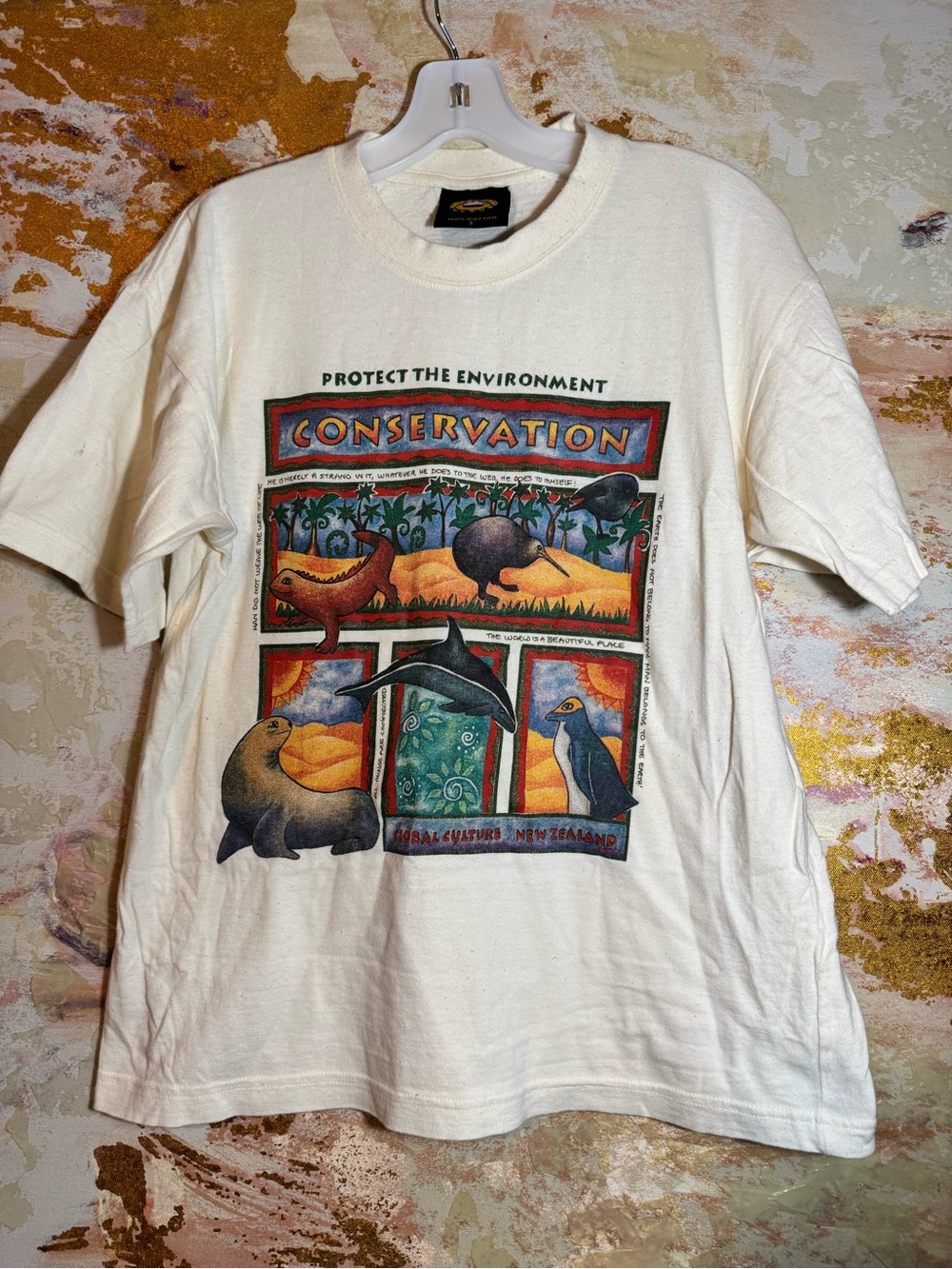 Global Culture New Zealand Conservation Graphic Tee - Cream vintage